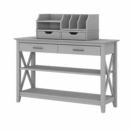 Bush Business Furniture Key West Console Table W/ Storage and Desktop Organizers, Cape Cod Gray KWS028CG